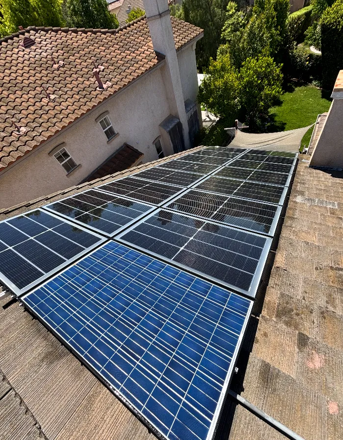 Solar panels on a tile roof in Ventura County after cleaning